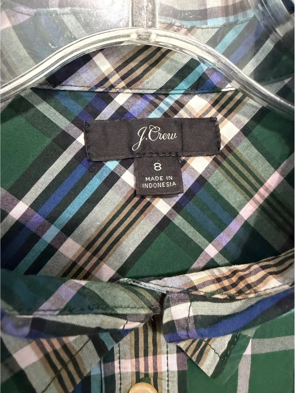 J. Crew Long Sleeve Button Up Collared Plaid Cotton Shirt Women's Size 8